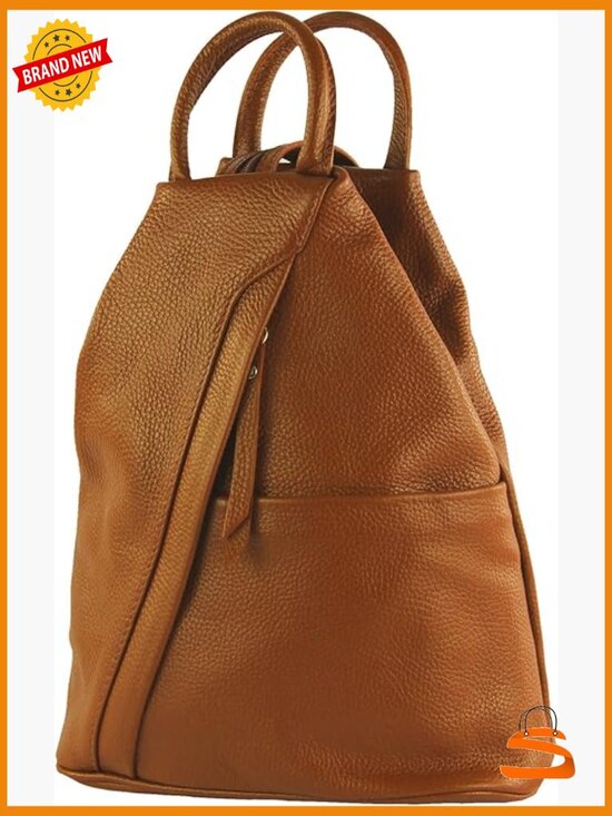 Italian Leather Backpack with Zipper Closure, Medium, 9L main image 4